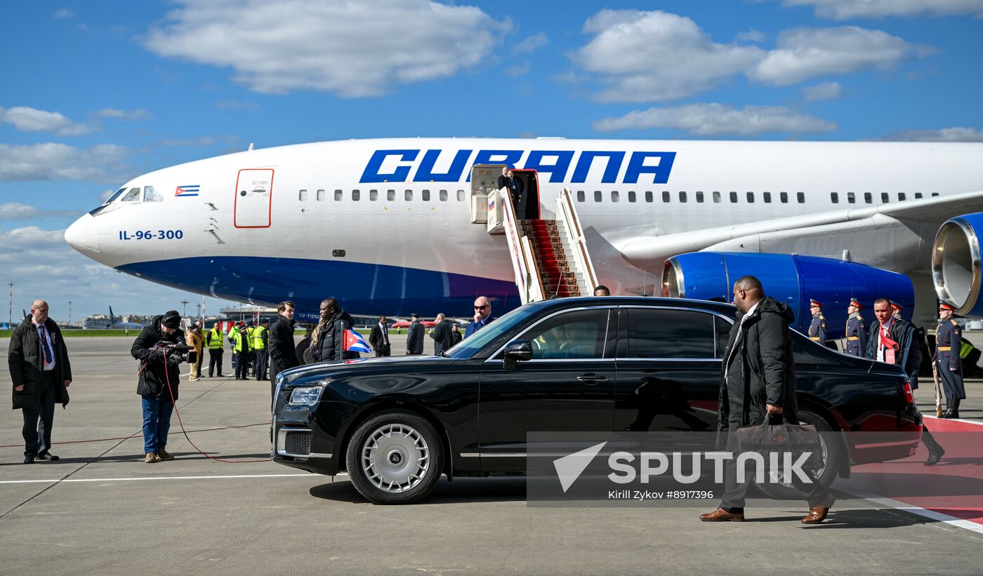 President of Cuba Miguel Diaz-Canel Bermudez arrives in Moscow to attend celebrations to mark 80th anniversary of Victory