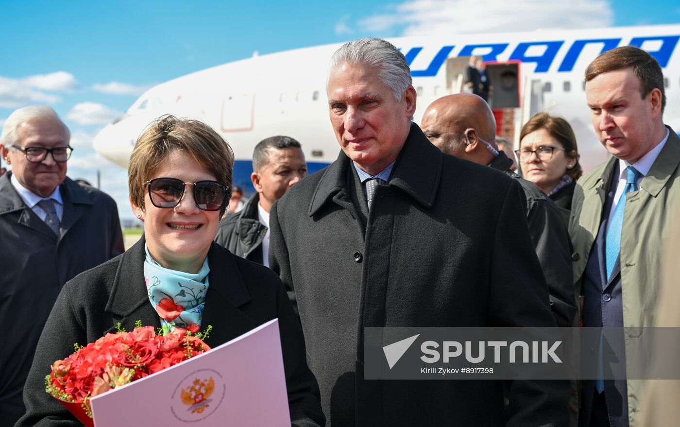 President of Cuba Miguel Diaz-Canel Bermudez arrives in Moscow to attend celebrations to mark 80th anniversary of Victory