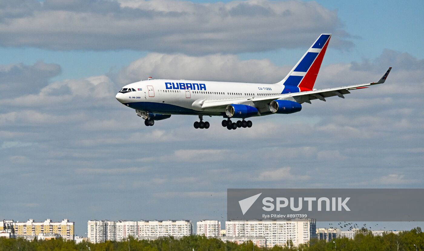 President of Cuba Miguel Diaz-Canel Bermudez arrives in Moscow to attend celebrations to mark 80th anniversary of Victory