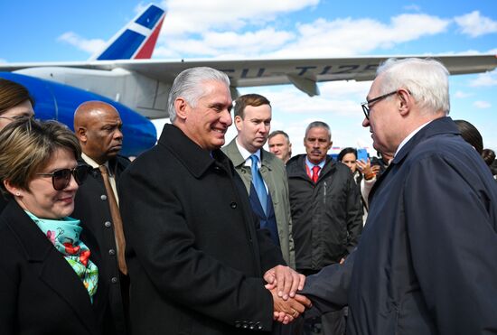 President of Cuba Miguel Diaz-Canel Bermudez arrives in Moscow to attend celebrations to mark 80th anniversary of Victory