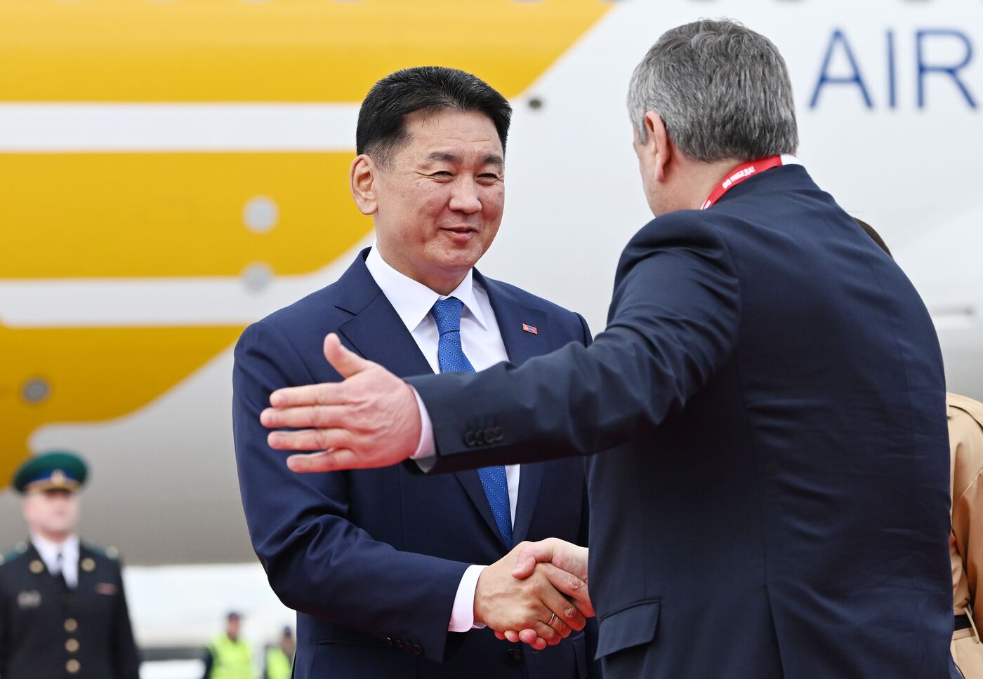Arrival of President of Mongolia Ukhnaagiin Khurelsukh in Moscow to attend 80th anniversary of Victory