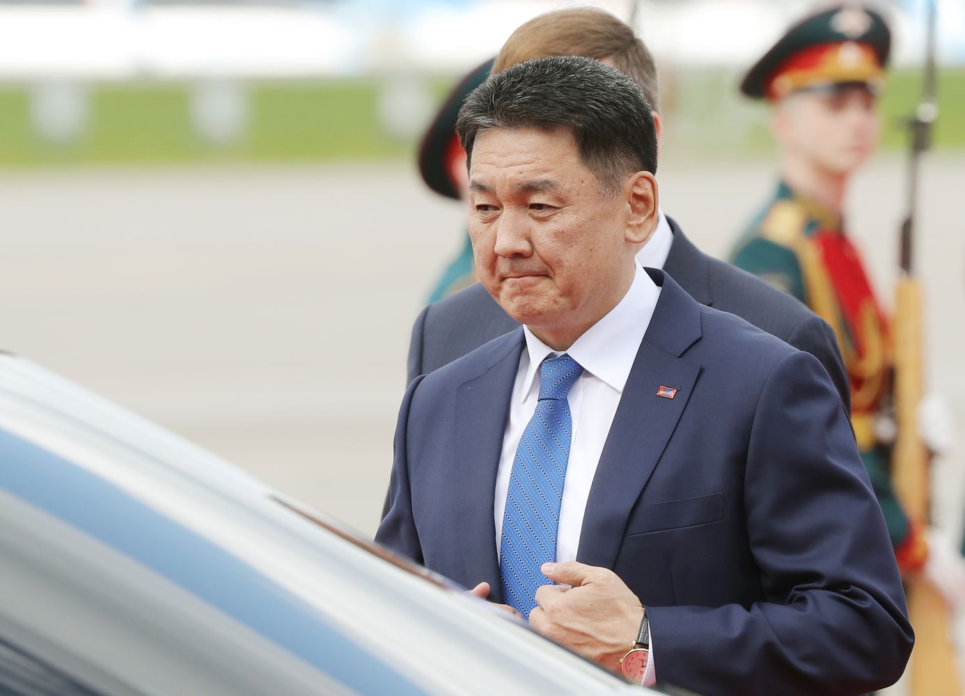 Arrival of President of Mongolia Ukhnaagiin Khurelsukh in Moscow to attend 80th anniversary of Victory