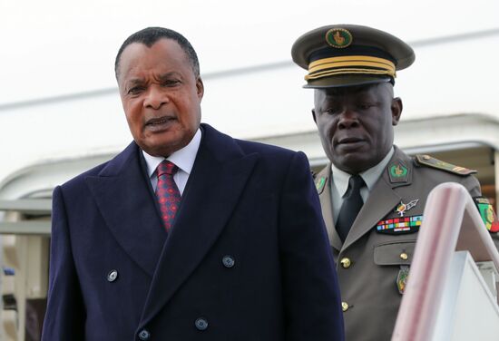 President of the Republic of the Congo Denis Sassou Nguesso arrives in Moscow