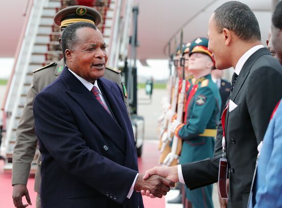 President of the Republic of the Congo Denis Sassou Nguesso arrives in Moscow