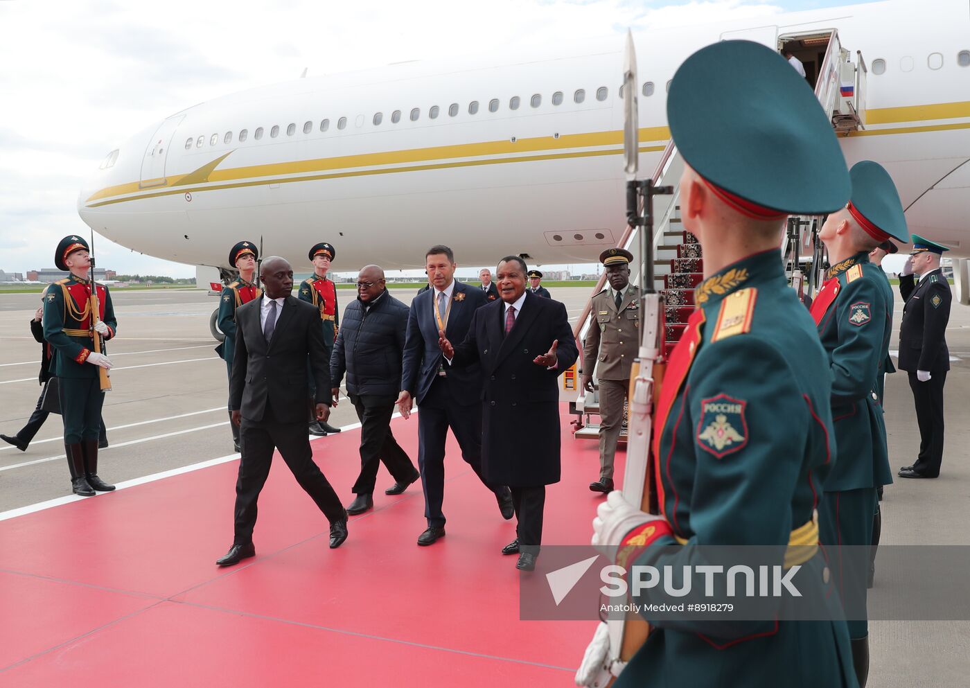 President of the Republic of the Congo Denis Sassou Nguesso arrives in Moscow