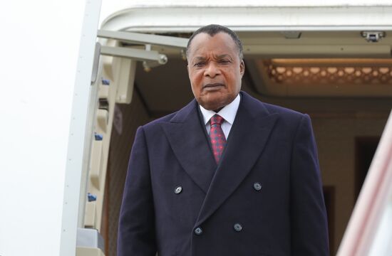 President of the Republic of the Congo Denis Sassou Nguesso arrives in Moscow