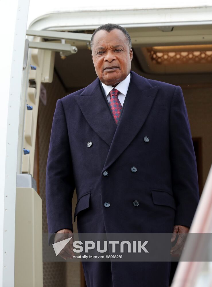 President of the Republic of the Congo Denis Sassou Nguesso arrives in Moscow