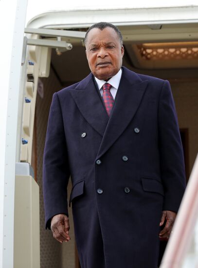 President of the Republic of the Congo Denis Sassou Nguesso arrives in Moscow