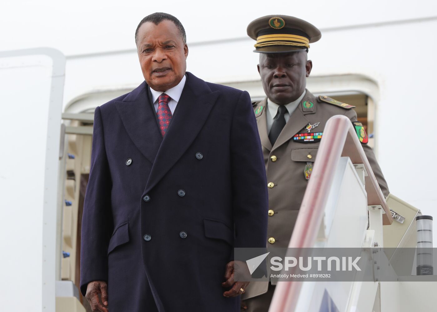 President of the Republic of the Congo Denis Sassou Nguesso arrives in Moscow