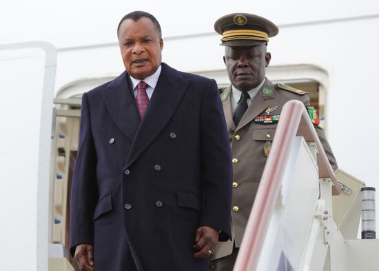President of the Republic of the Congo Denis Sassou Nguesso arrives in Moscow