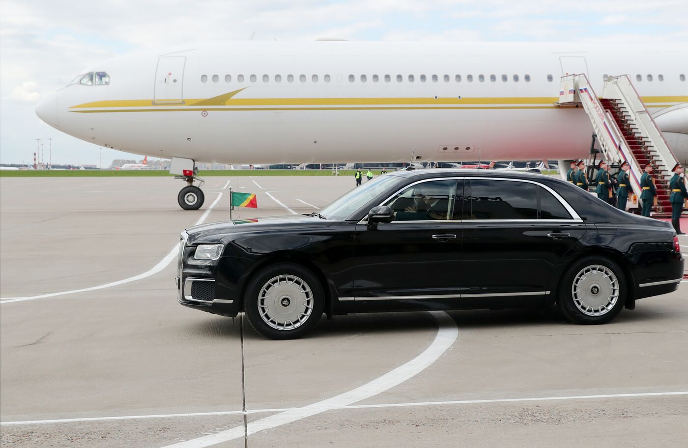 President of the Republic of the Congo Denis Sassou Nguesso arrives in Moscow