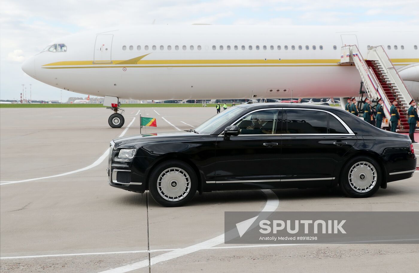 President of the Republic of the Congo Denis Sassou Nguesso arrives in Moscow