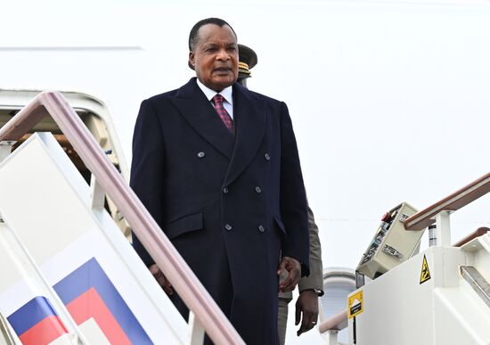 President of the Republic of the Congo Denis Sassou Nguesso arrives in Moscow