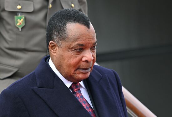 President of the Republic of the Congo Denis Sassou Nguesso arrives in Moscow