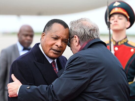 President of the Republic of the Congo Denis Sassou Nguesso arrives in Moscow