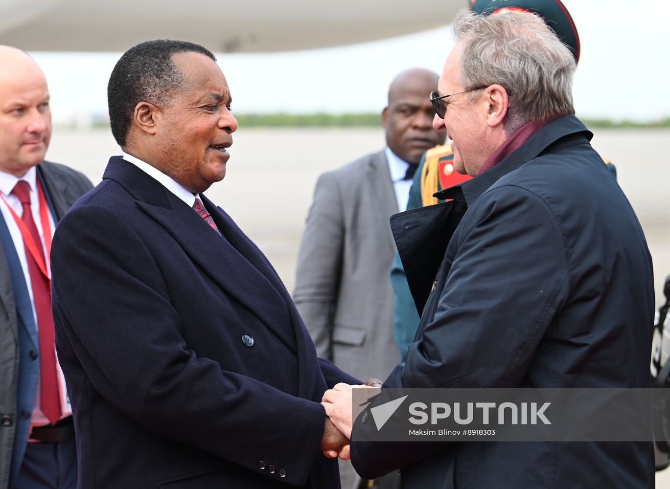 President of the Republic of the Congo Denis Sassou Nguesso arrives in Moscow
