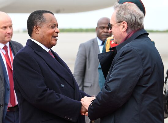 President of the Republic of the Congo Denis Sassou Nguesso arrives in Moscow