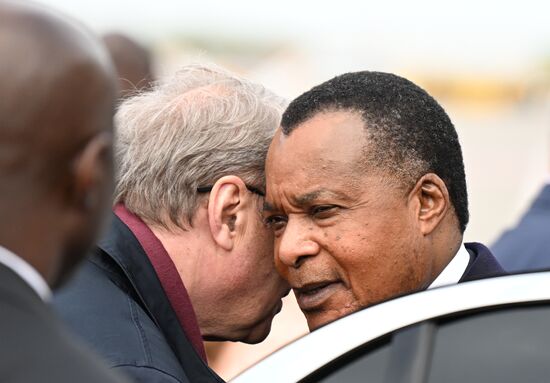 President of the Republic of the Congo Denis Sassou Nguesso arrives in Moscow