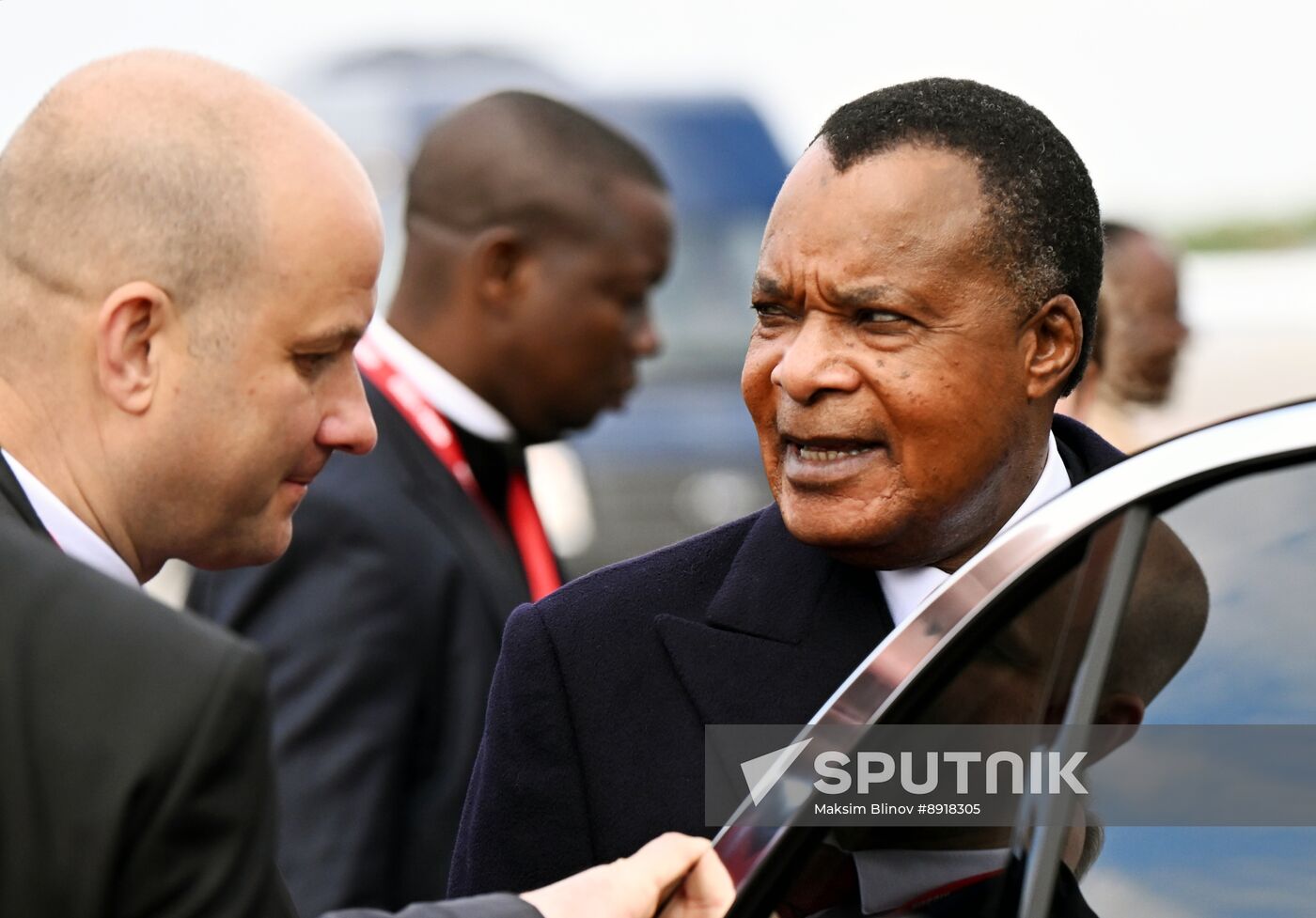 President of the Republic of the Congo Denis Sassou Nguesso arrives in Moscow