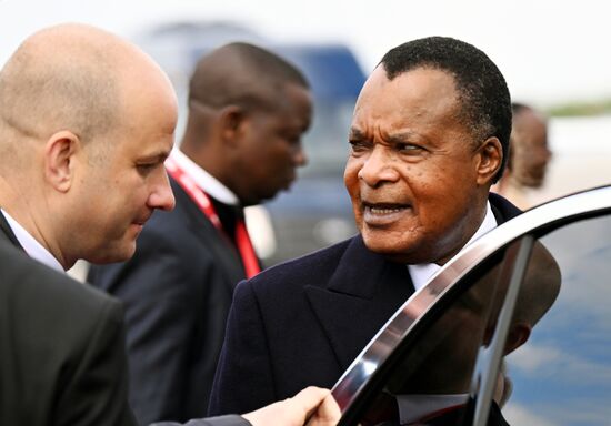 President of the Republic of the Congo Denis Sassou Nguesso arrives in Moscow
