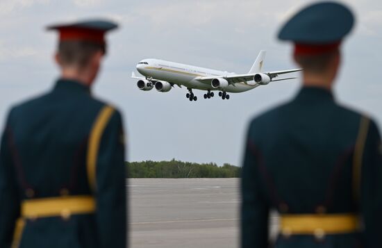 President of the Republic of the Congo Denis Sassou Nguesso arrives in Moscow