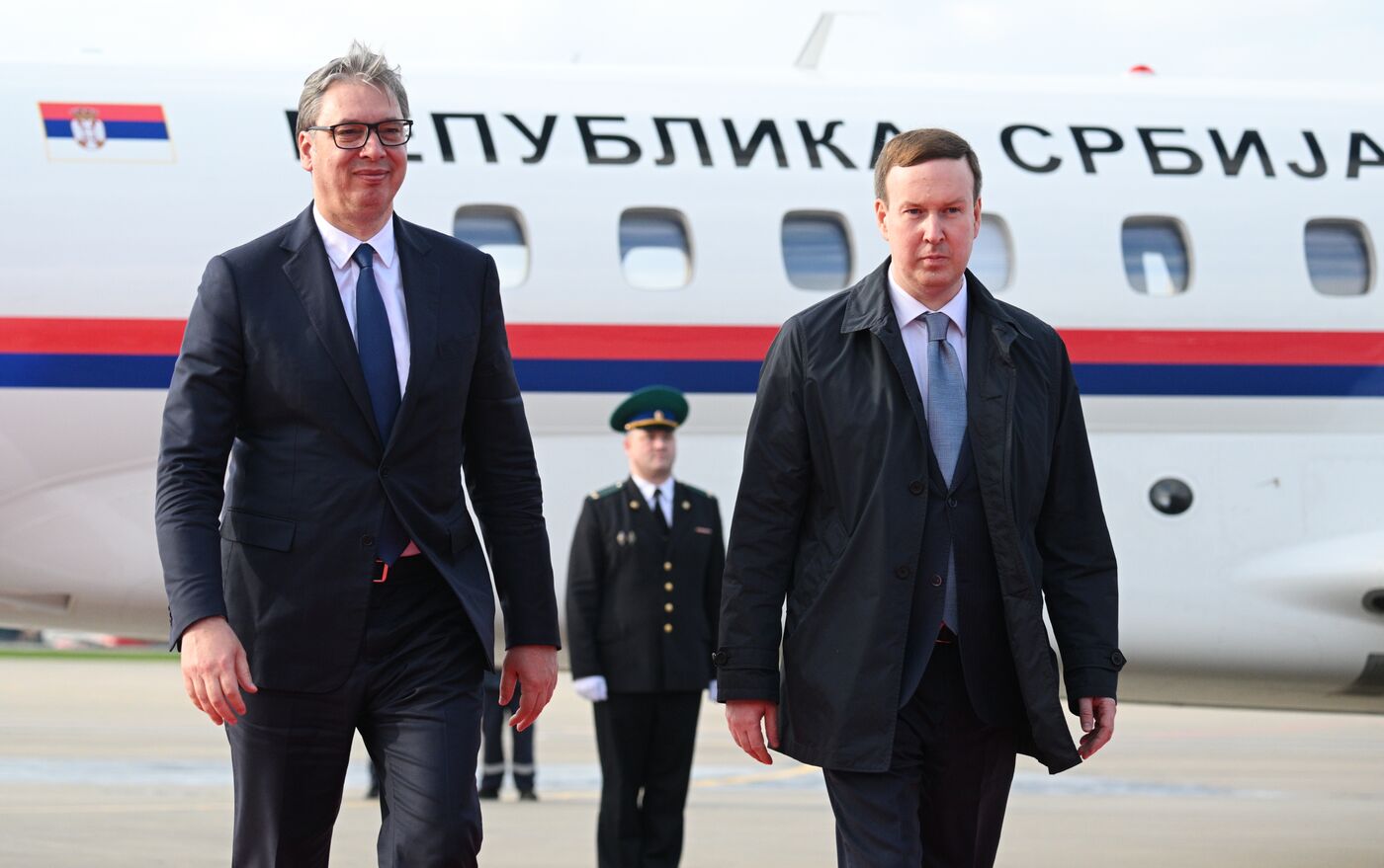 President of Serbia Aleksandar Vucic arrives in Moscow to attend celebrations to mark 80th anniversary of Victory
