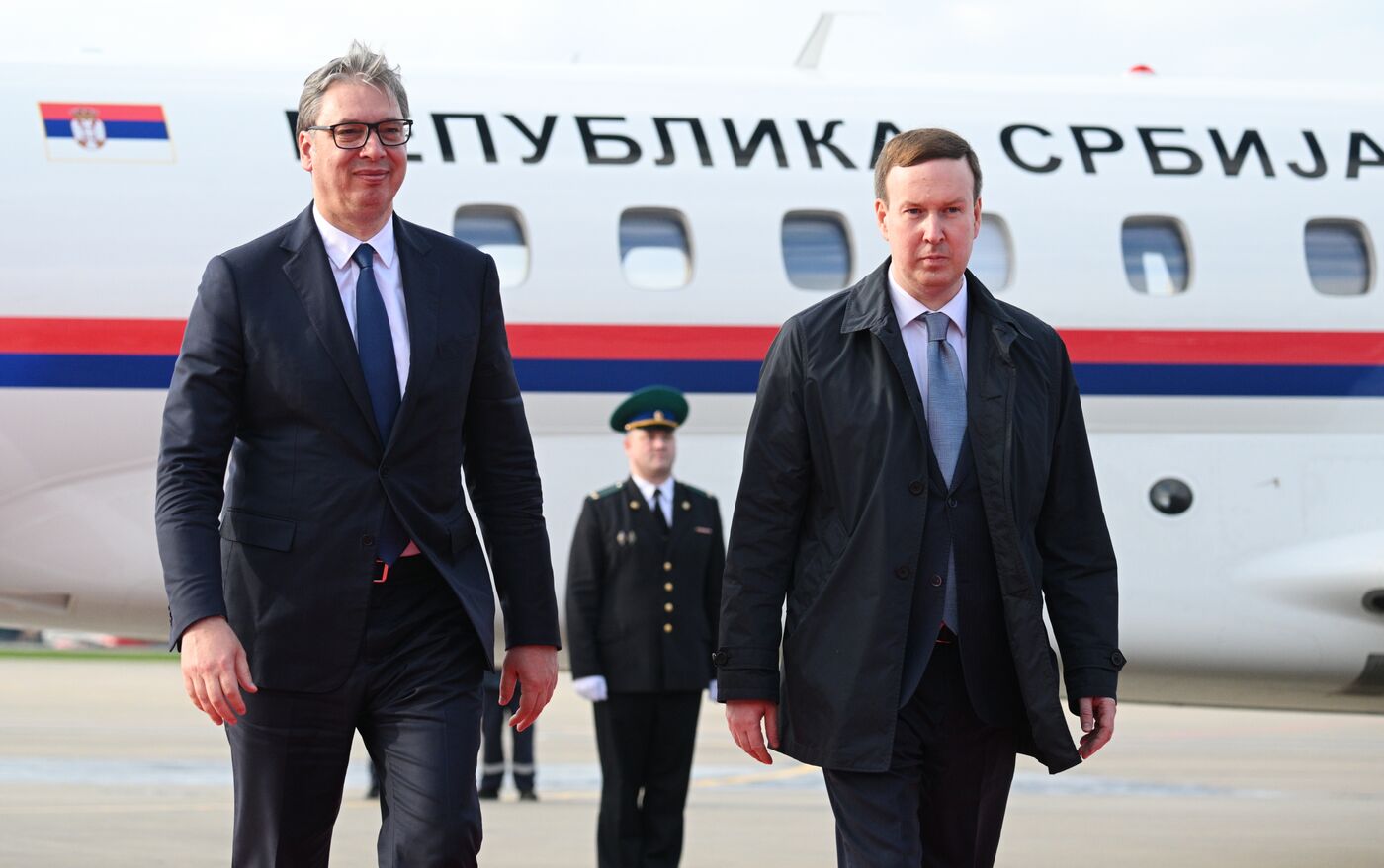 President of Serbia Aleksandar Vucic arrives in Moscow to attend celebrations to mark 80th anniversary of Victory