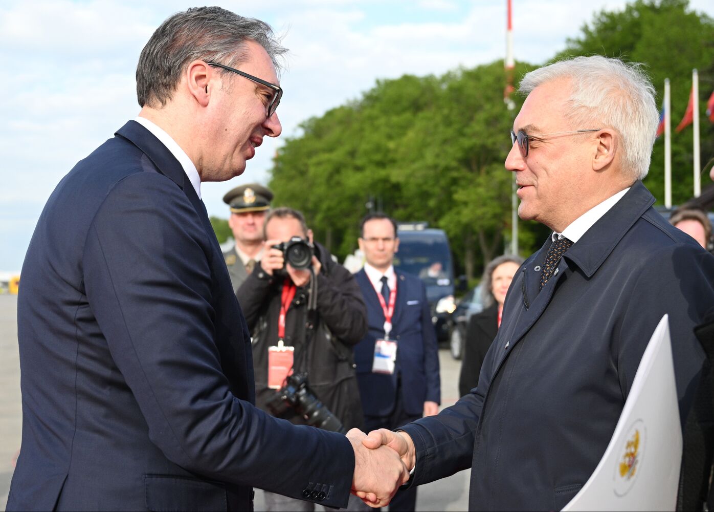 President of Serbia Aleksandar Vucic arrives in Moscow to attend celebrations to mark 80th anniversary of Victory