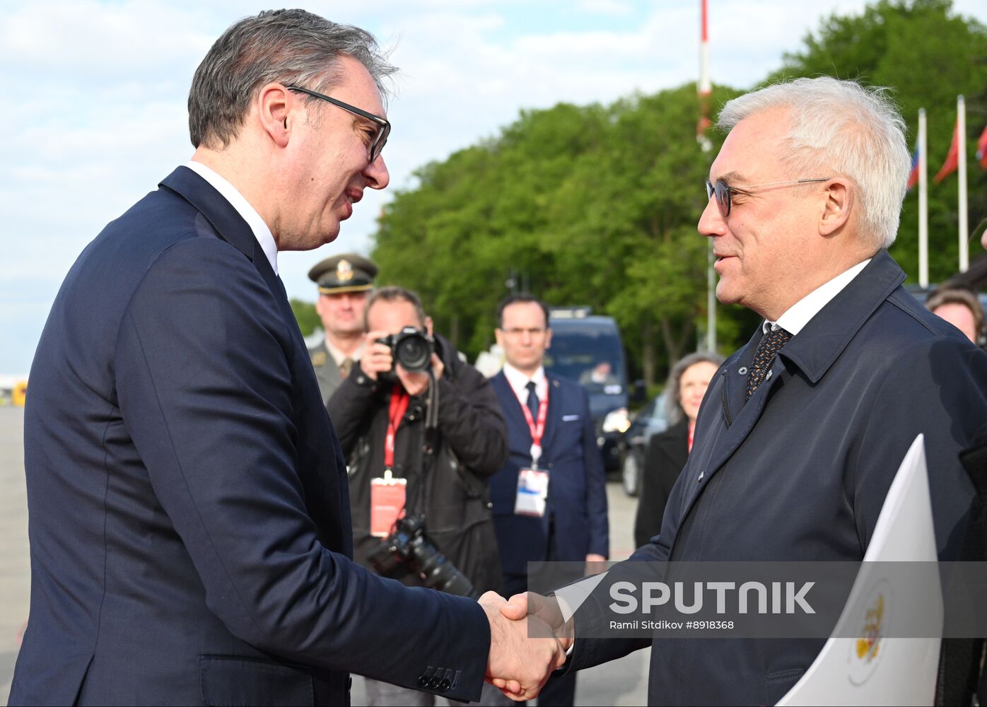 President of Serbia Aleksandar Vucic arrives in Moscow to attend celebrations to mark 80th anniversary of Victory