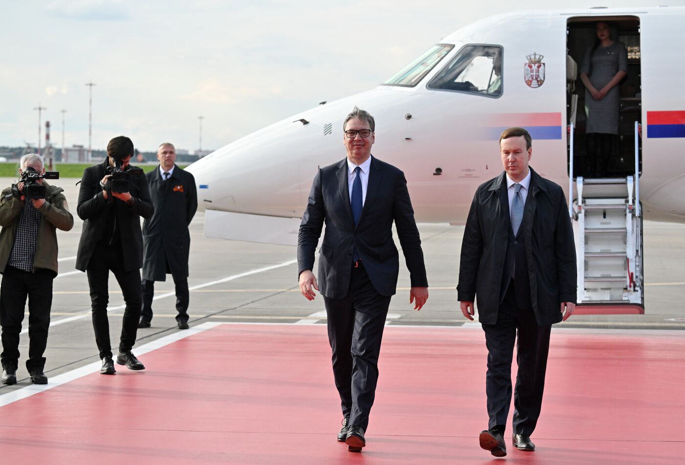 President of Serbia Aleksandar Vucic arrives in Moscow to attend celebrations to mark 80th anniversary of Victory
