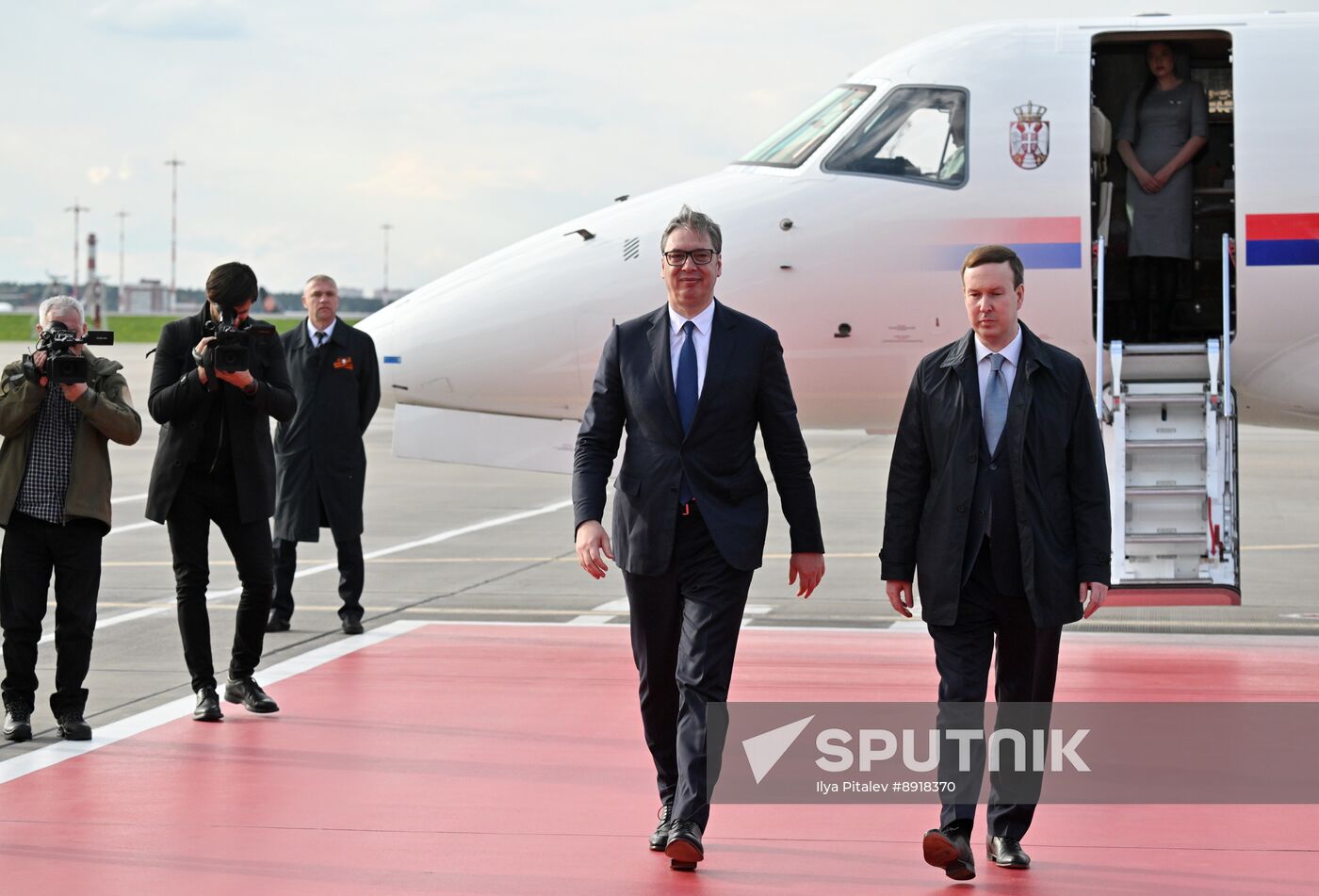 President of Serbia Aleksandar Vucic arrives in Moscow to attend celebrations to mark 80th anniversary of Victory