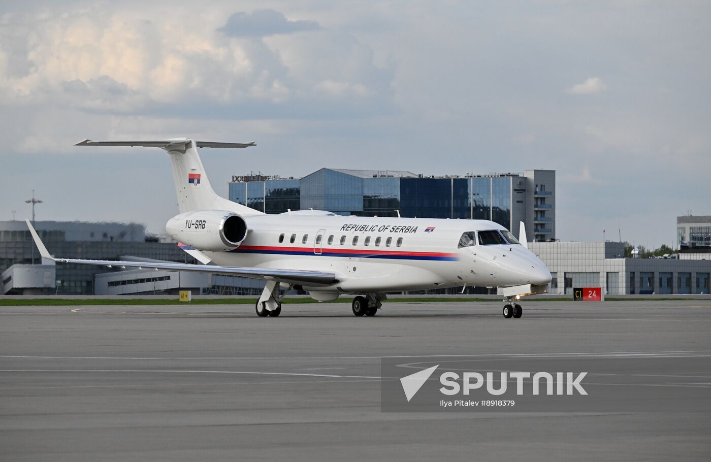 President of Serbia Aleksandar Vucic arrives in Moscow to attend celebrations to mark 80th anniversary of Victory