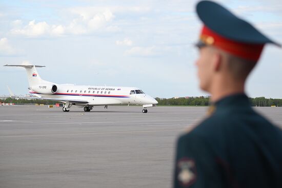 President of Serbia Aleksandar Vucic arrives in Moscow to attend celebrations to mark 80th anniversary of Victory