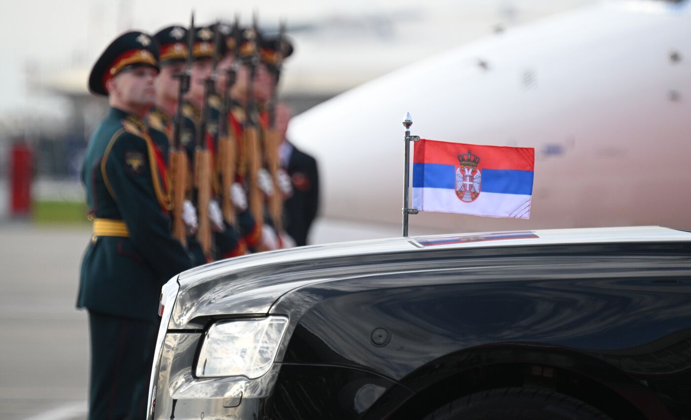 President of Serbia Aleksandar Vucic arrives in Moscow to attend celebrations to mark 80th anniversary of Victory