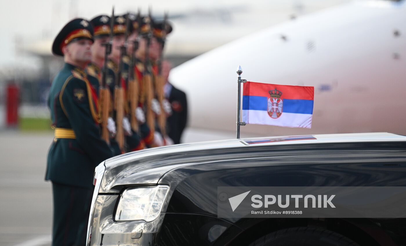 President of Serbia Aleksandar Vucic arrives in Moscow to attend celebrations to mark 80th anniversary of Victory