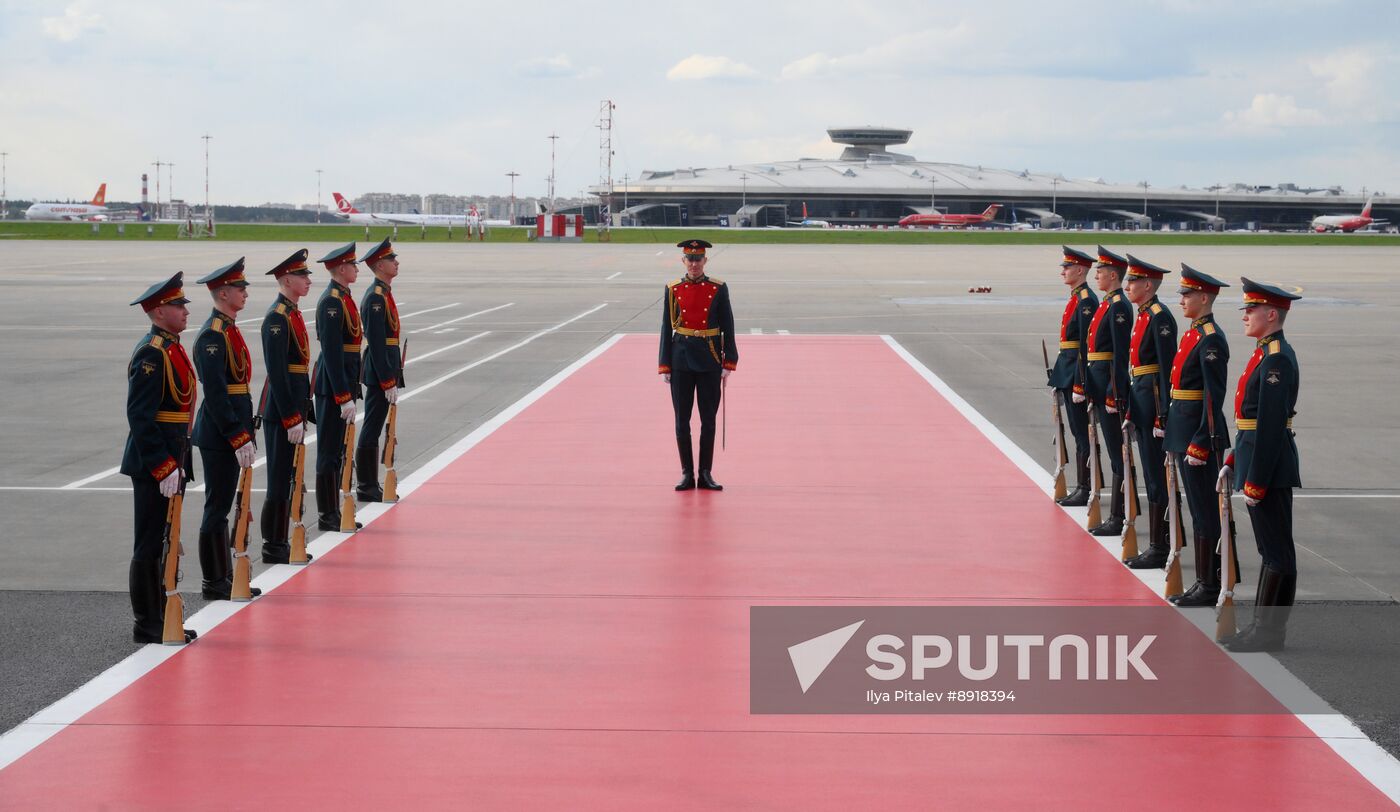 President of Serbia Aleksandar Vucic arrives in Moscow to attend celebrations to mark 80th anniversary of Victory