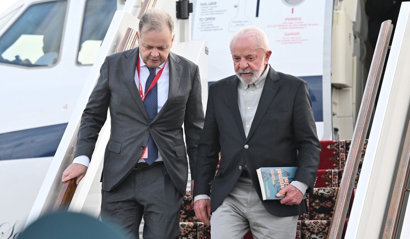 President of Brazil Luiz Inacio Lula da Silva arrives in Moscow to attend celebrations to mark 80th anniversary of Victory