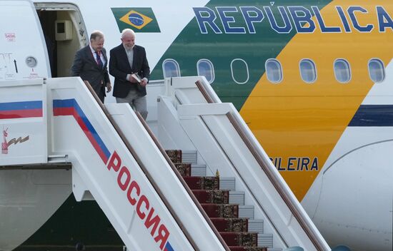 President of Brazil Luiz Inacio Lula da Silva arrives in Moscow to attend celebrations to mark 80th anniversary of Victory