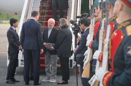 President of Brazil Luiz Inacio Lula da Silva arrives in Moscow to attend celebrations to mark 80th anniversary of Victory