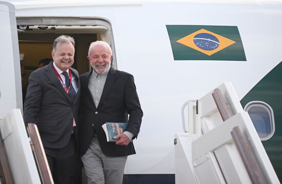 President of Brazil Luiz Inacio Lula da Silva arrives in Moscow to attend celebrations to mark 80th anniversary of Victory