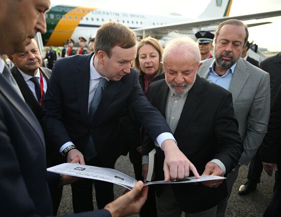 President of Brazil Luiz Inacio Lula da Silva arrives in Moscow to attend celebrations to mark 80th anniversary of Victory