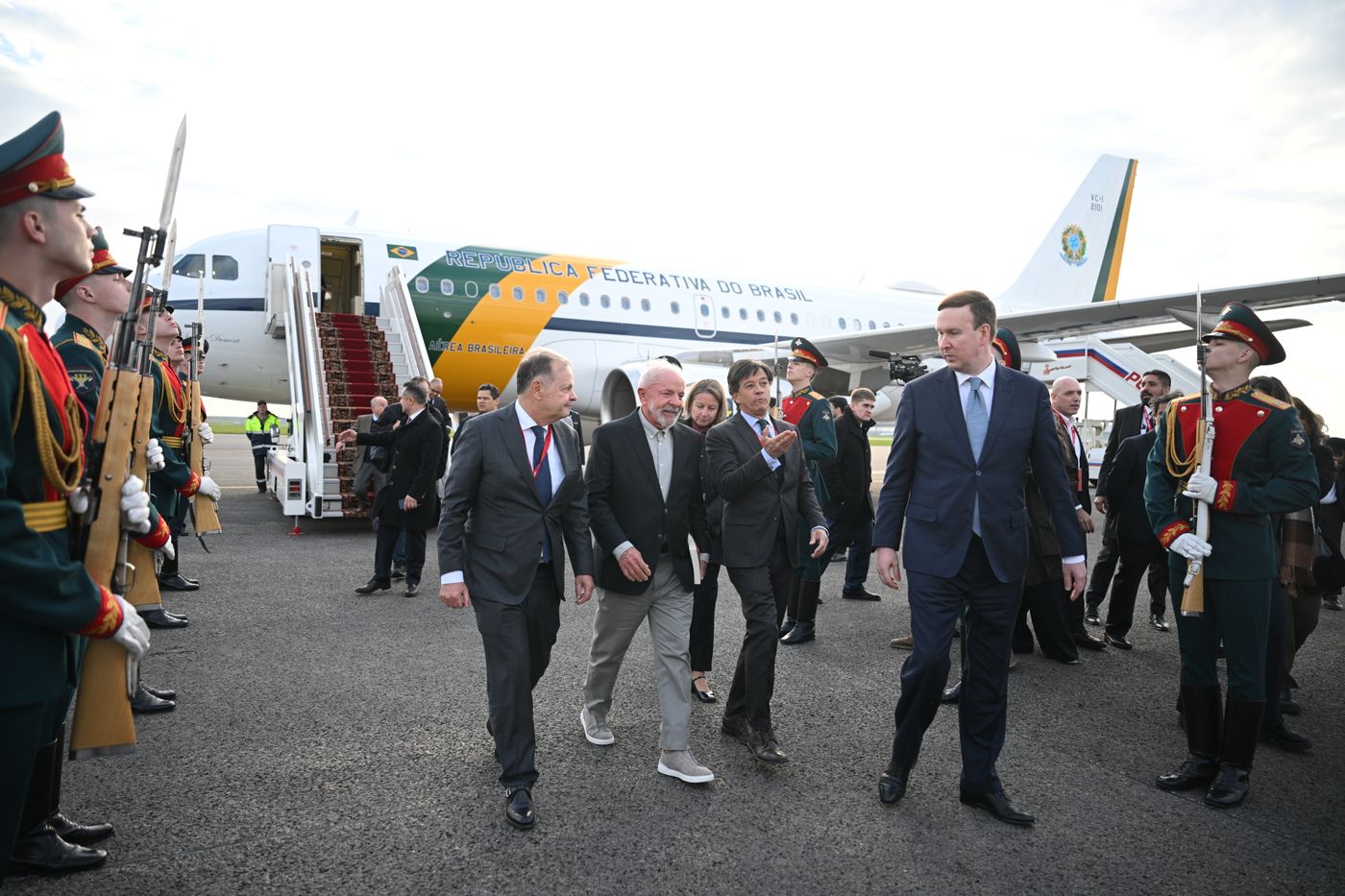 President of Brazil Luiz Inacio Lula da Silva arrives in Moscow to attend celebrations to mark 80th anniversary of Victory