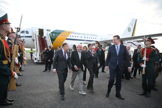 President of Brazil Luiz Inacio Lula da Silva arrives in Moscow to attend celebrations to mark 80th anniversary of Victory
