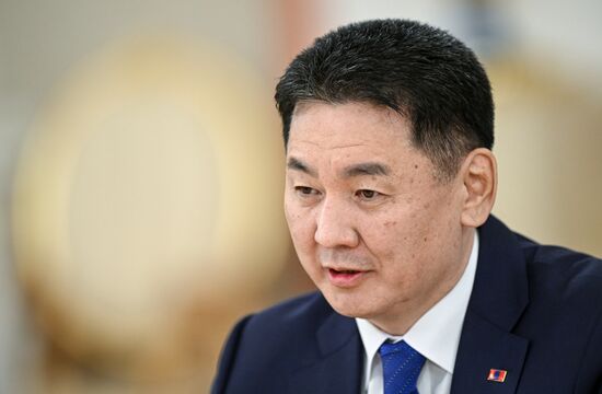 May 7, 2025. President of Mongolia Ukhnaagiin Khurelsukh during his meeting with President of Russia Vladimir Putin. Location: Russia, Moscow. Author: Sergey Bobylev/Sputnik. President of Russia Vladimir Putin meets with President of Mongolia Ukhnaagiin Khurelsukh