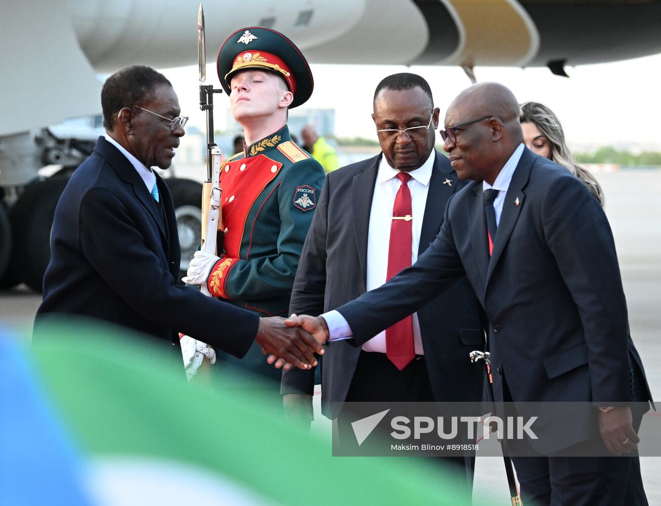 President of Equatorial Guinea Teodoro Obiang Nguema Mbasogo arrives in Moscow to attend 80th anniversary of Victory
