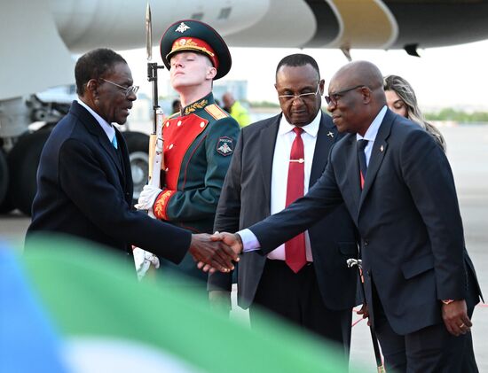 President of Equatorial Guinea Teodoro Obiang Nguema Mbasogo arrives in Moscow to attend 80th anniversary of Victory