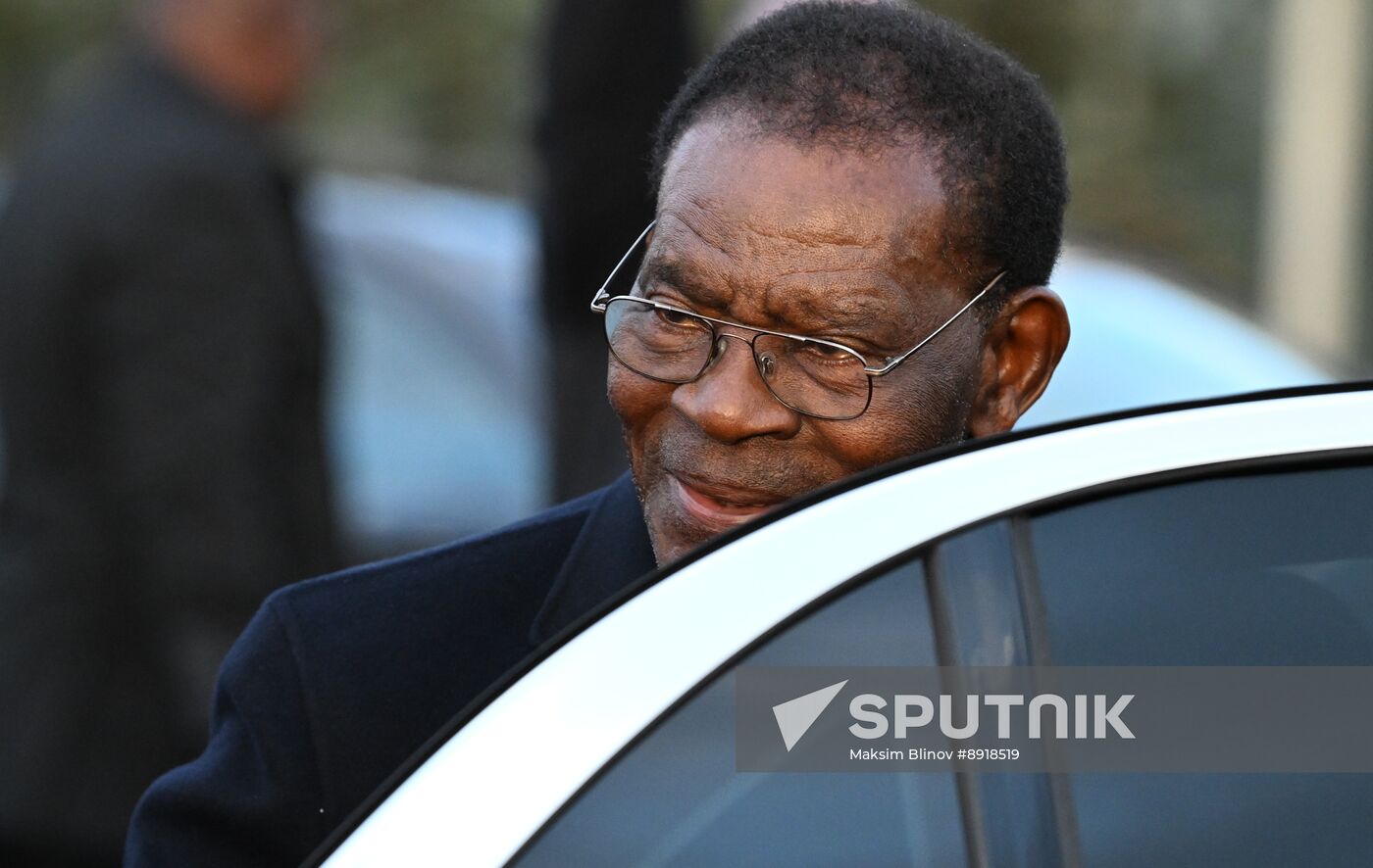President of Equatorial Guinea Teodoro Obiang Nguema Mbasogo arrives in Moscow to attend 80th anniversary of Victory