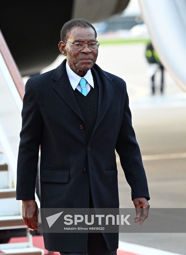 President of Equatorial Guinea Teodoro Obiang Nguema Mbasogo arrives in Moscow to attend 80th anniversary of Victory