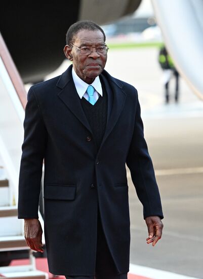 President of Equatorial Guinea Teodoro Obiang Nguema Mbasogo arrives in Moscow to attend 80th anniversary of Victory