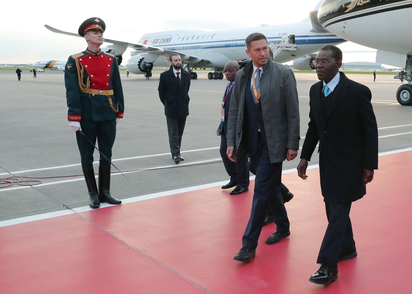 President of Equatorial Guinea Teodoro Obiang Nguema Mbasogo arrives in Moscow to attend 80th anniversary of Victory